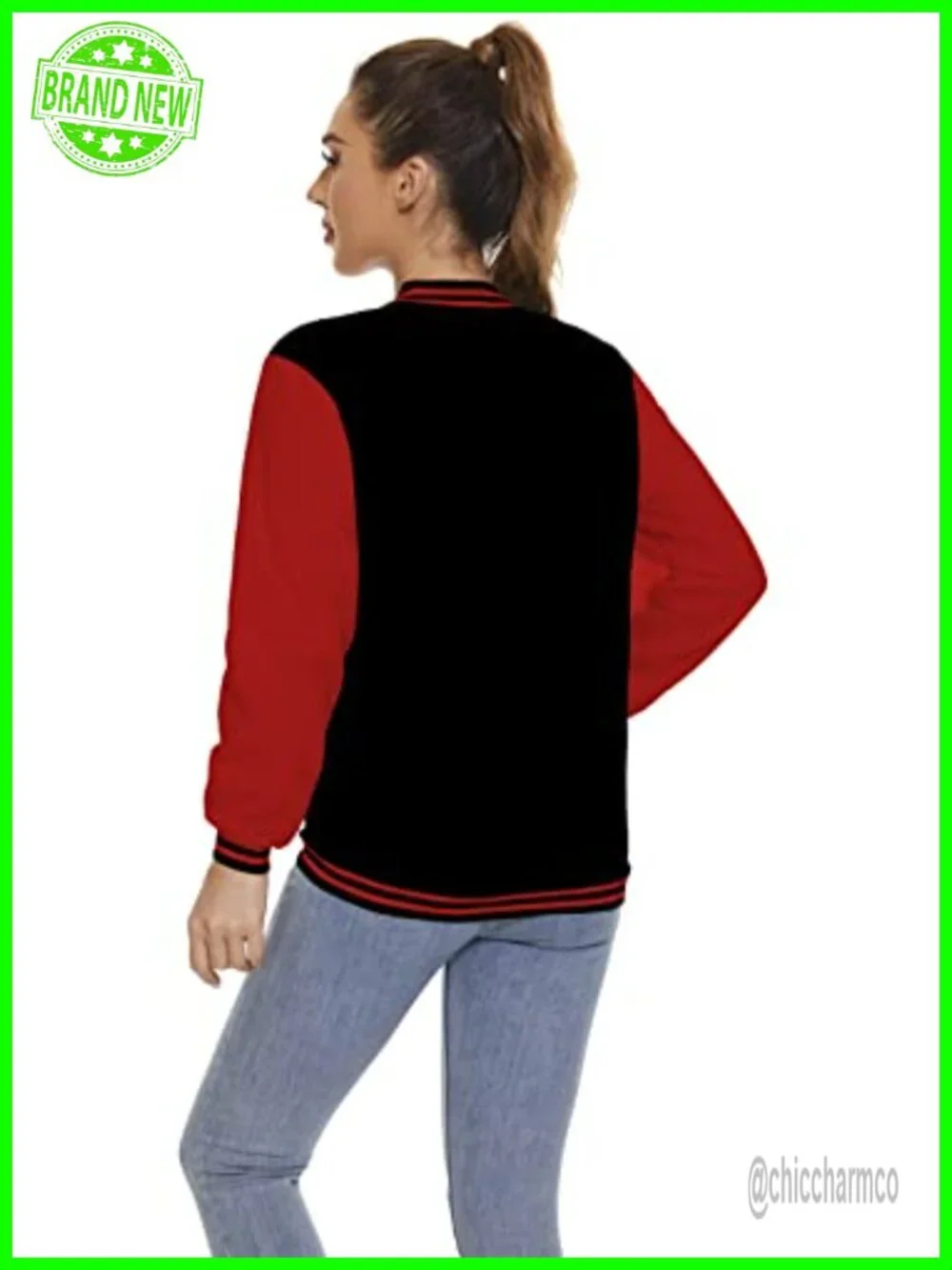 Women's Cotton Fleece Varsity Jacket Lightweight Button Down Long Sleeve